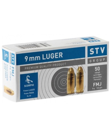 MUNICION METALICA STV ESCORPIO 9MM - 124 GRS - FMJ (BLINDADA)
